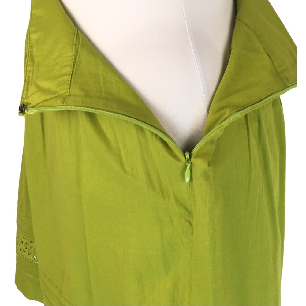 Loft Green Cotton Eyelet Delicate Gathered Layered Skater Skirt Petite size 2P - Picture 10 of 13